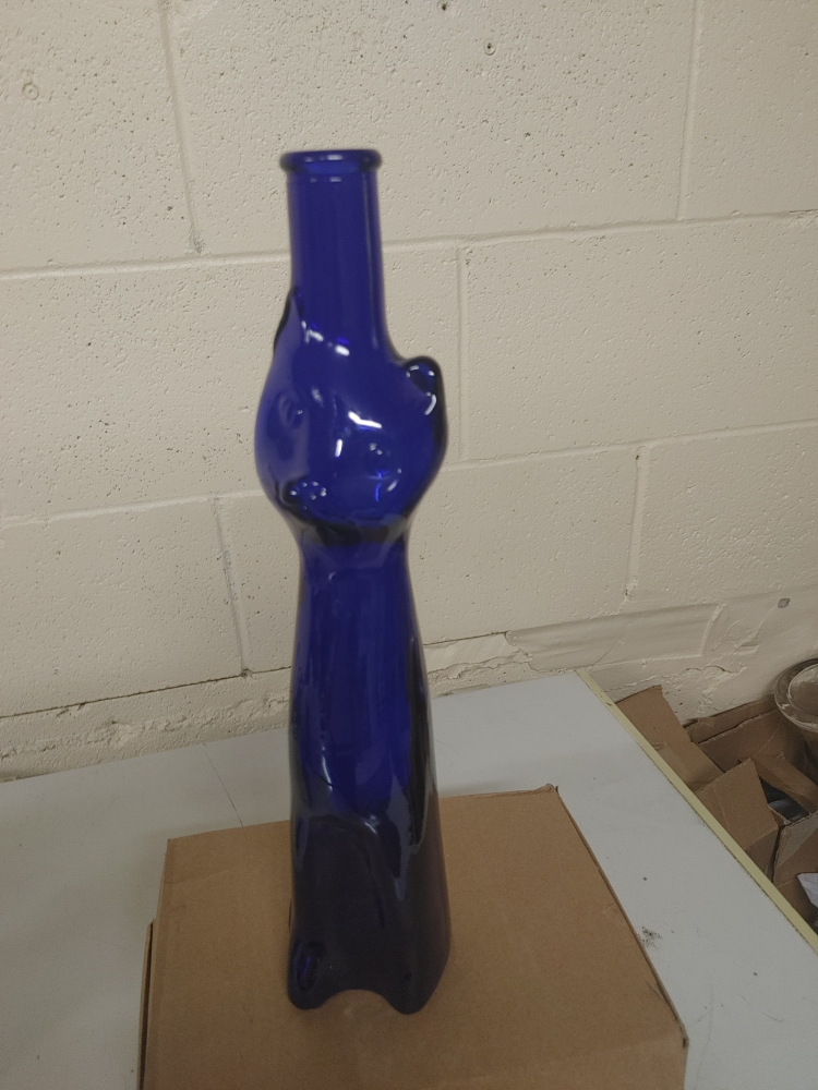 Blue Cat Shaped Glass Vase