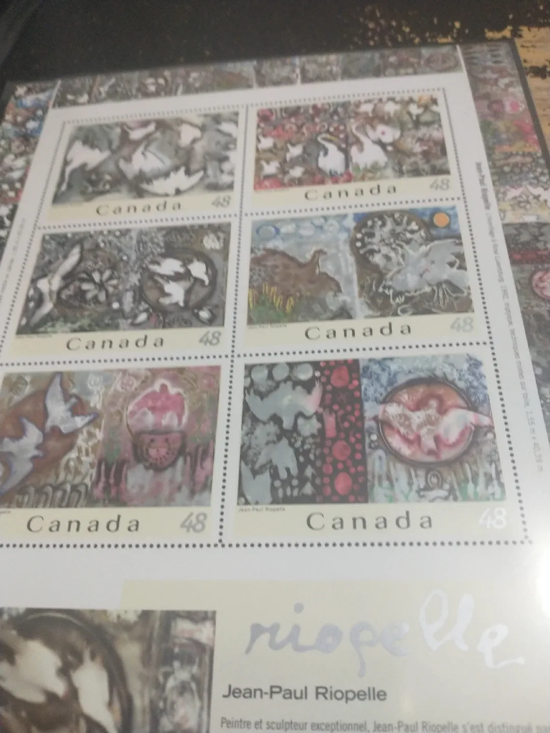 SOLD1992 Jean-Paul Riopelle Canada souvenir sheet image indicator(2)