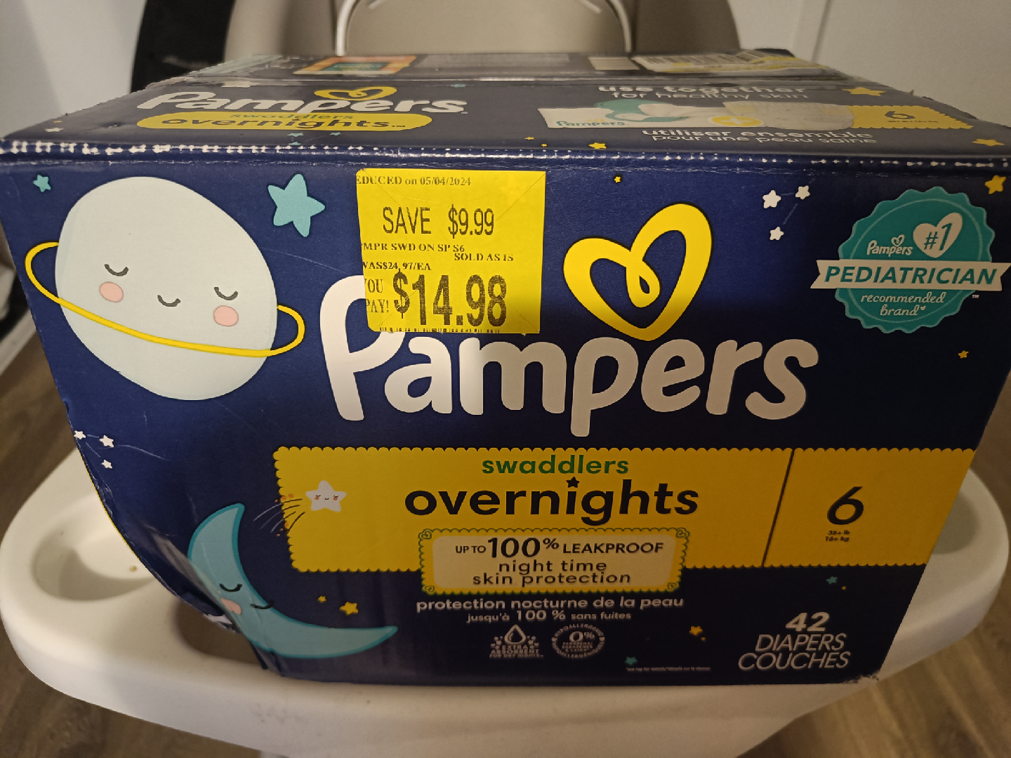 Pampers Swaddlers Overnights Size 6 - 42 Diapers - photo 2
