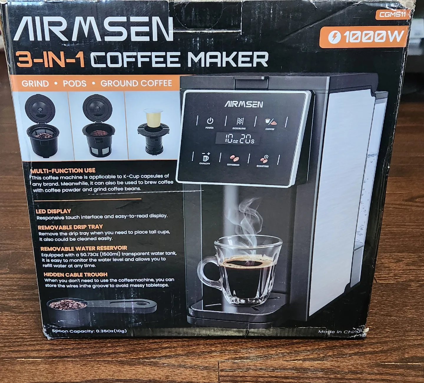 AIRMSEN Grind & Brew Coffee Maker with Grinder image indicator(9)