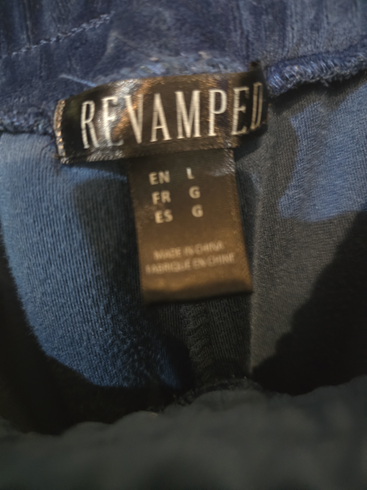 Revamped Blue Velvet Pants - Size L