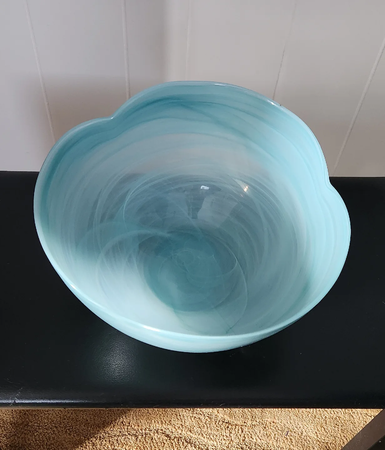 Blue Swirl Patterned Glass Bowl image indicator(2)