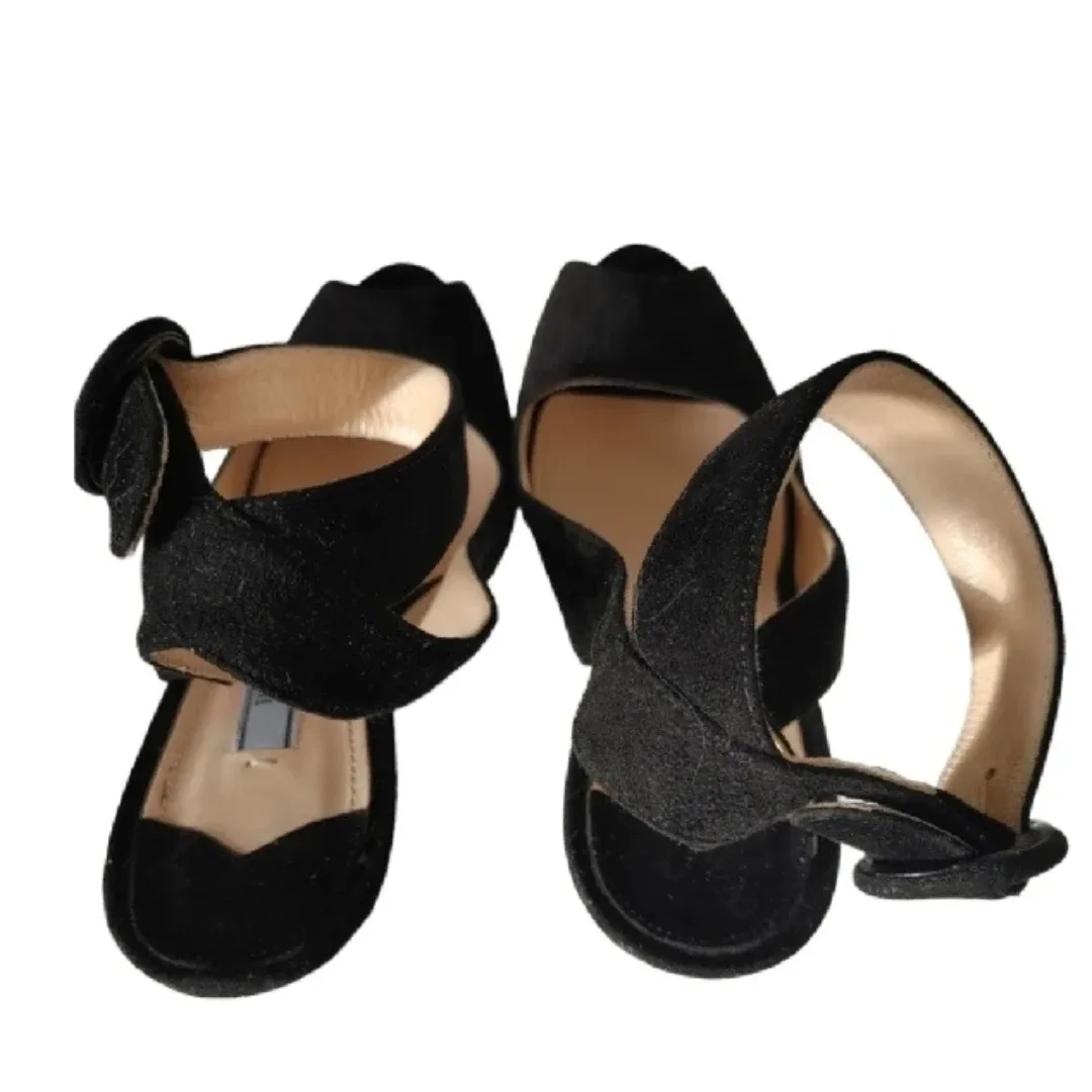 Prada Black Suede Platform Stiletto Heels image indicator(3)