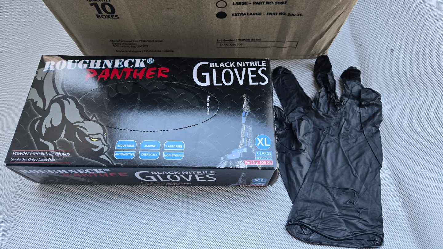 Roughneck Panther Black Nitrile Gloves, XL, 10 Boxes image indicator(2)