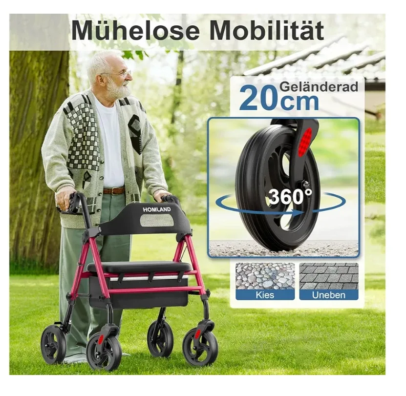 Homland Rollator Walker with Seat - Red image indicator(7)