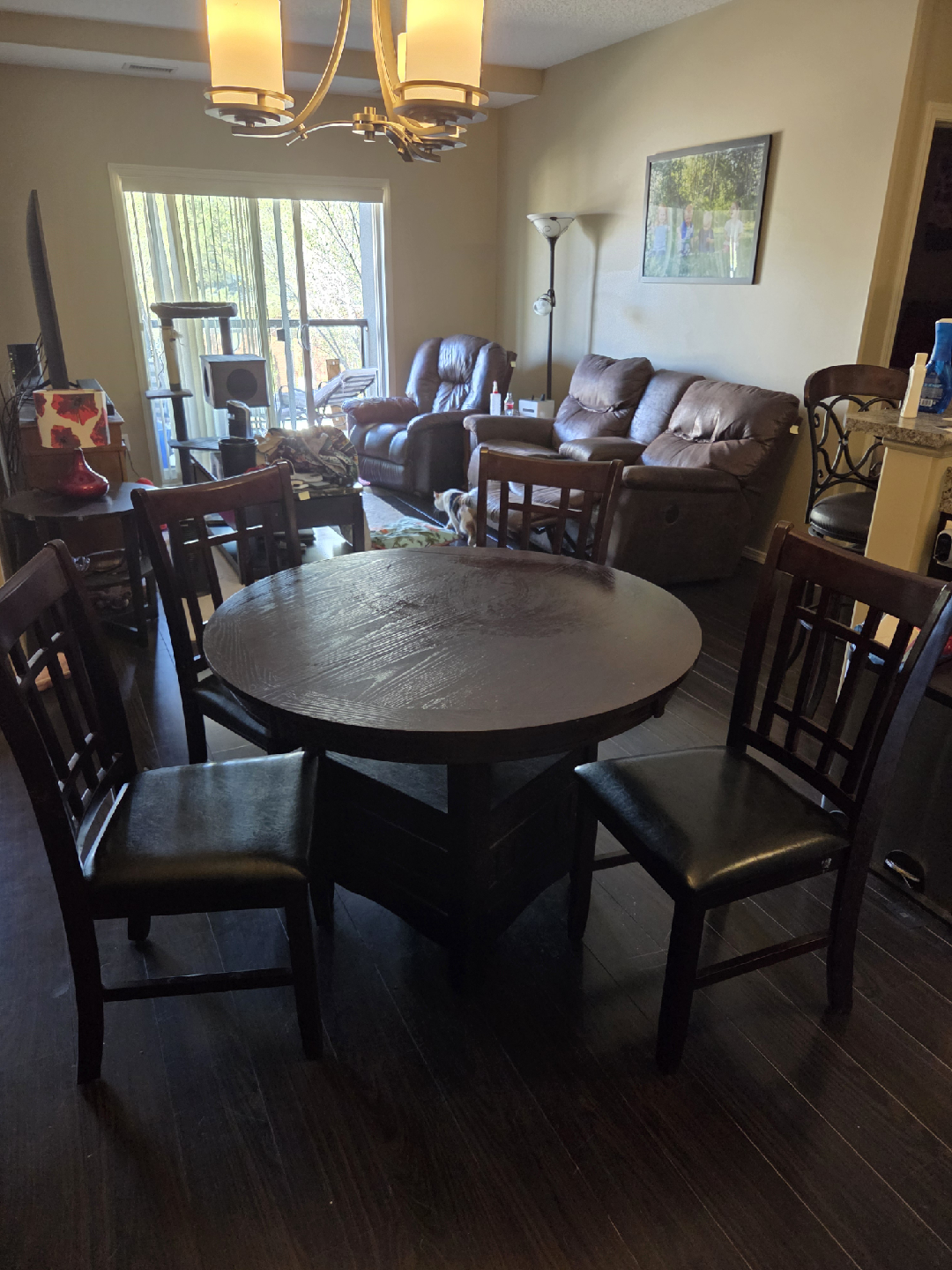Dining Table with 4 Chairs - Dark Wood