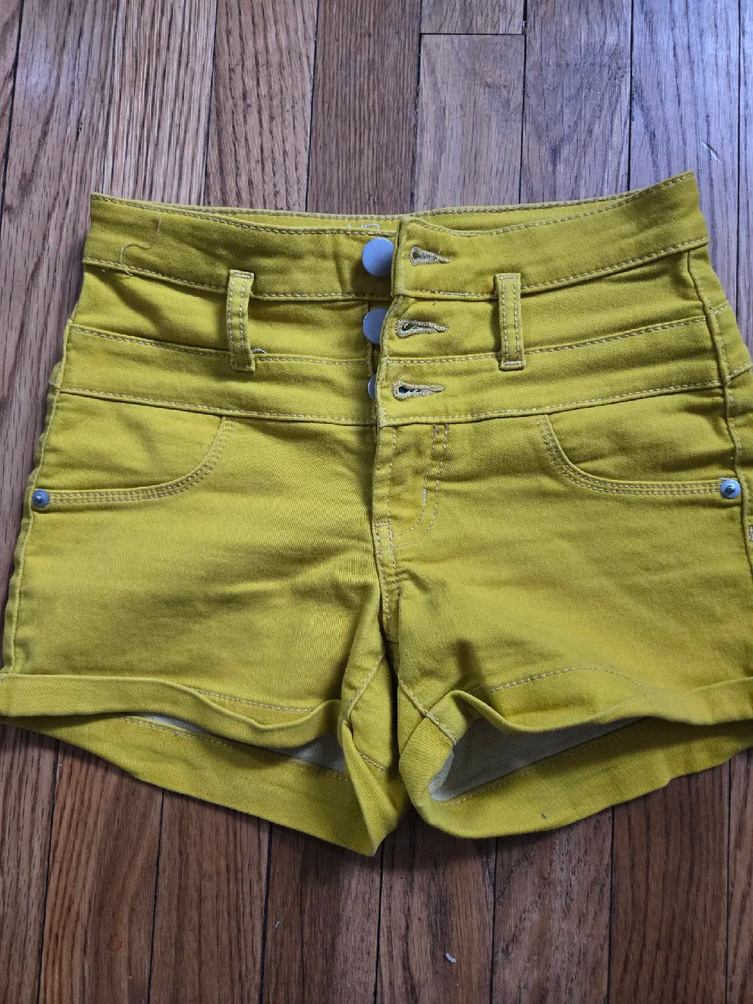 No Boundaries Yellow Mid Rise Shorts thumbnail