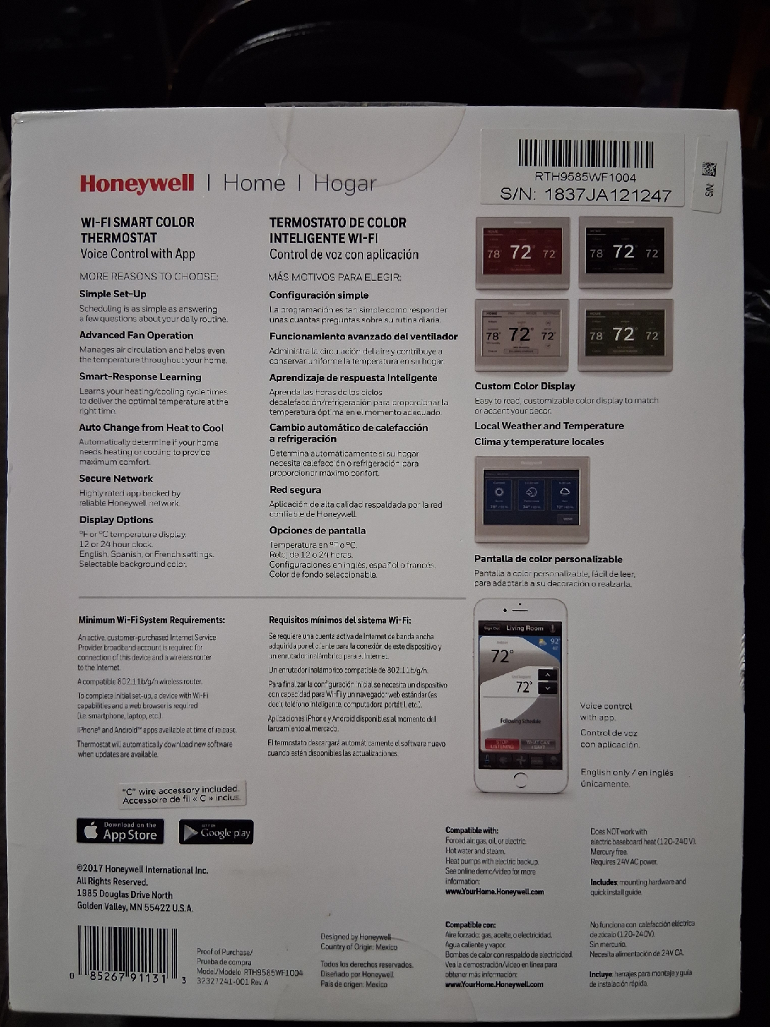 Honeywell Home Wi-Fi Smart Color Thermostat