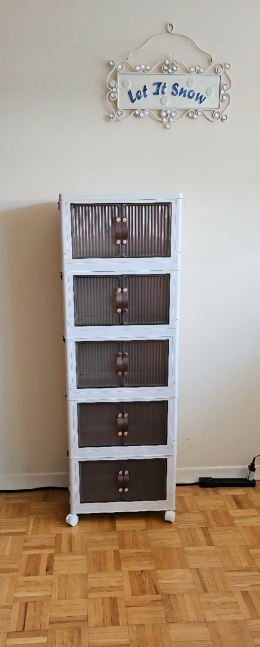 White Stackable Storage Cabinet