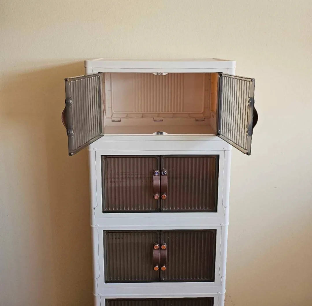 White Stackable Storage Cabinet image indicator(2)