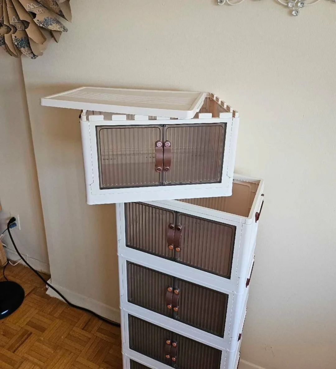 White Stackable Storage Cabinet image indicator(3)