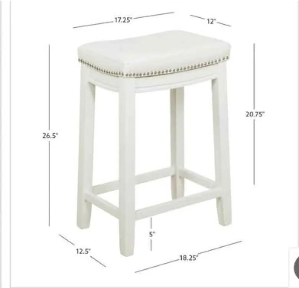 Set of 2 Linon White Counter Height Stool - 26.5" Height image indicator(3)