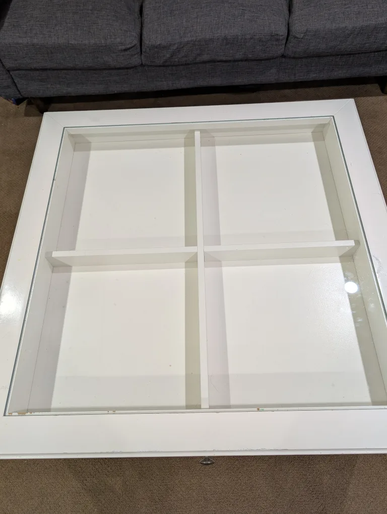 IKEA White Coffee Table with Glass Top image indicator(2)