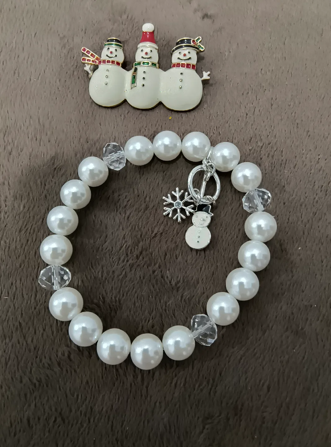 Pearl & Crystal Snowman Bracelet thumbnail