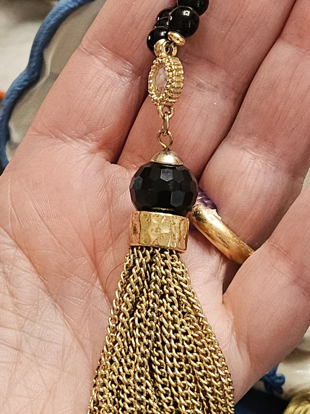 Black Beaded Tassel Necklace image indicator(6)