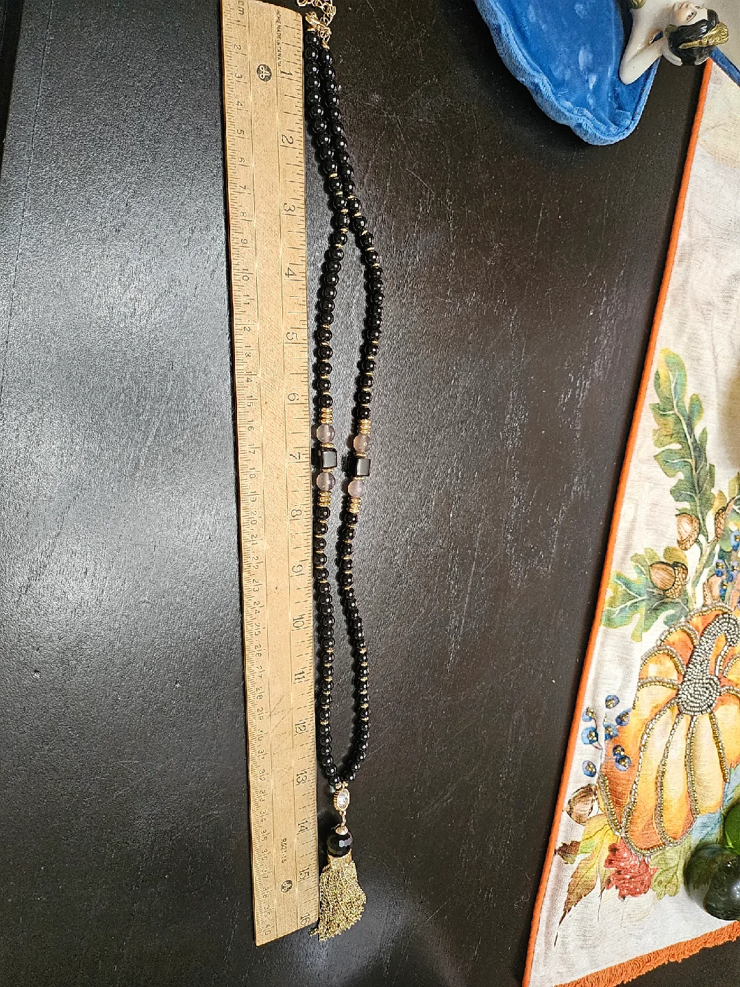 Black Beaded Tassel Necklace image indicator(7)