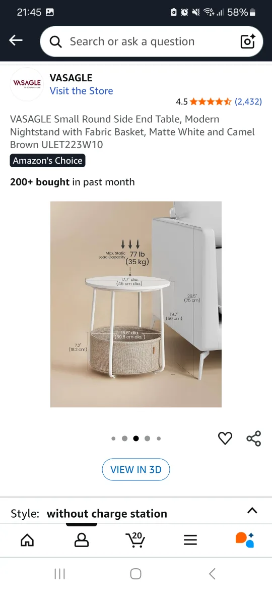 VASAGLE Small Round Side End Table image indicator(2)