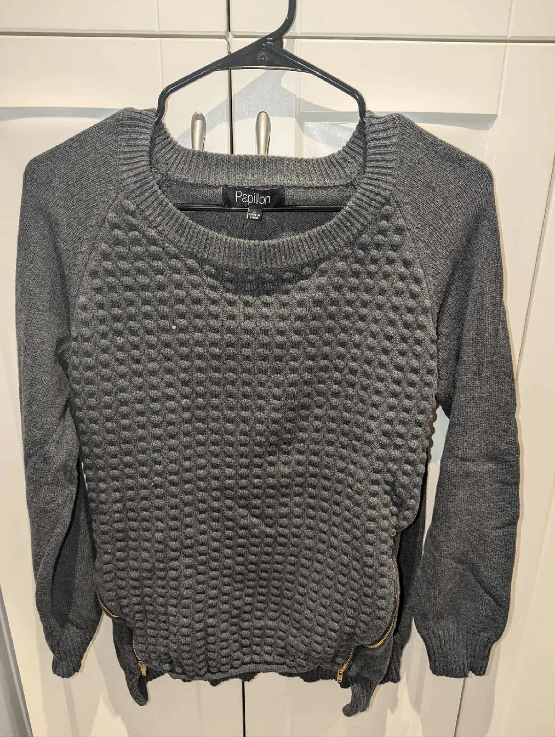 Papillon Grey Knit Sweater - Size Large thumbnail
