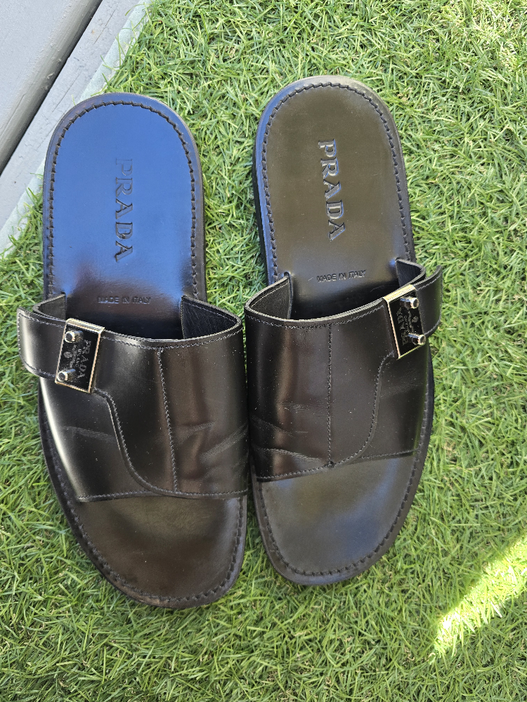 Prada Black Leather Slides - Size 10 - photo 3