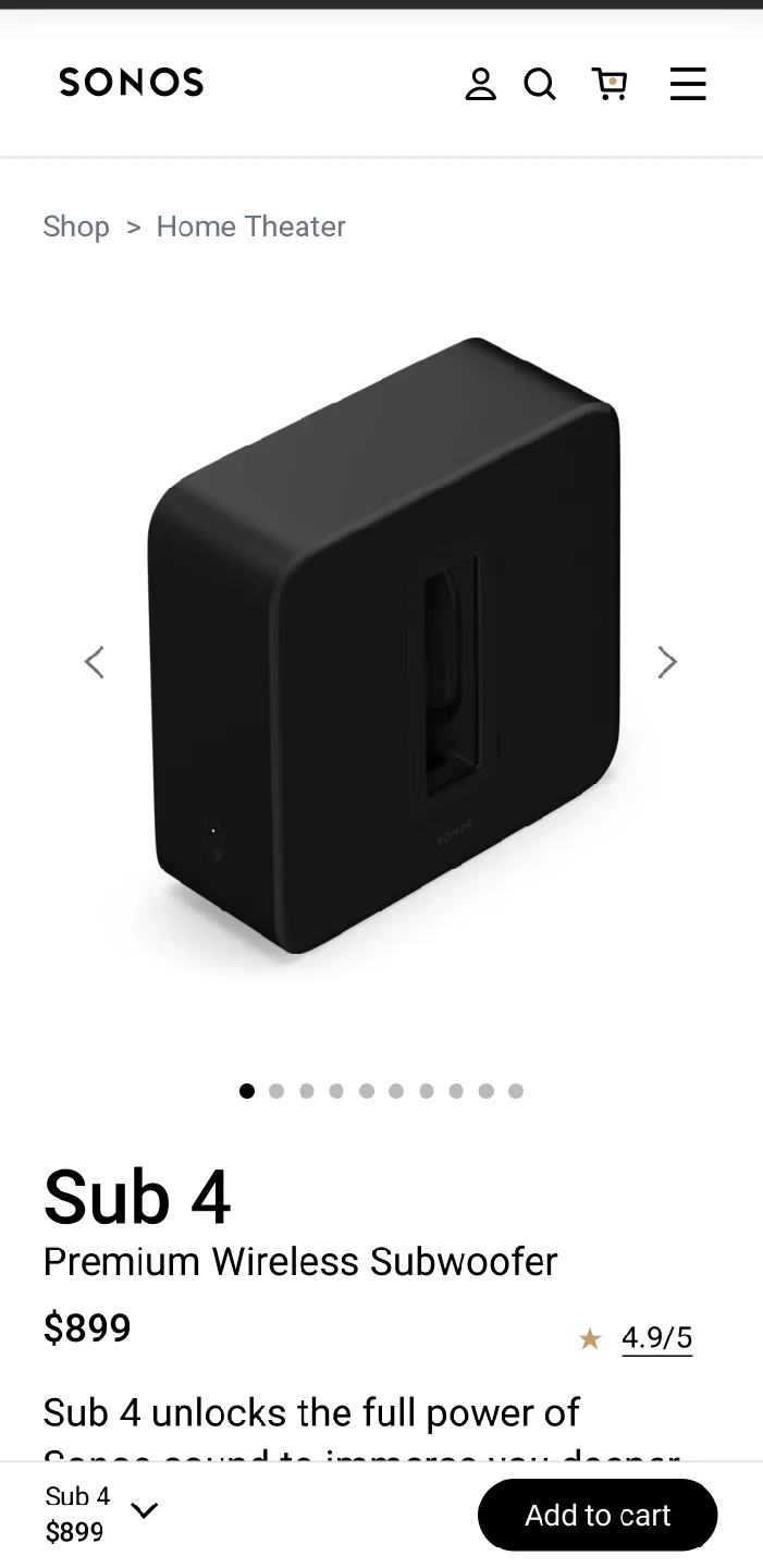 Sonos Sub 4 Premium Wireless Subwoofer image indicator(4)