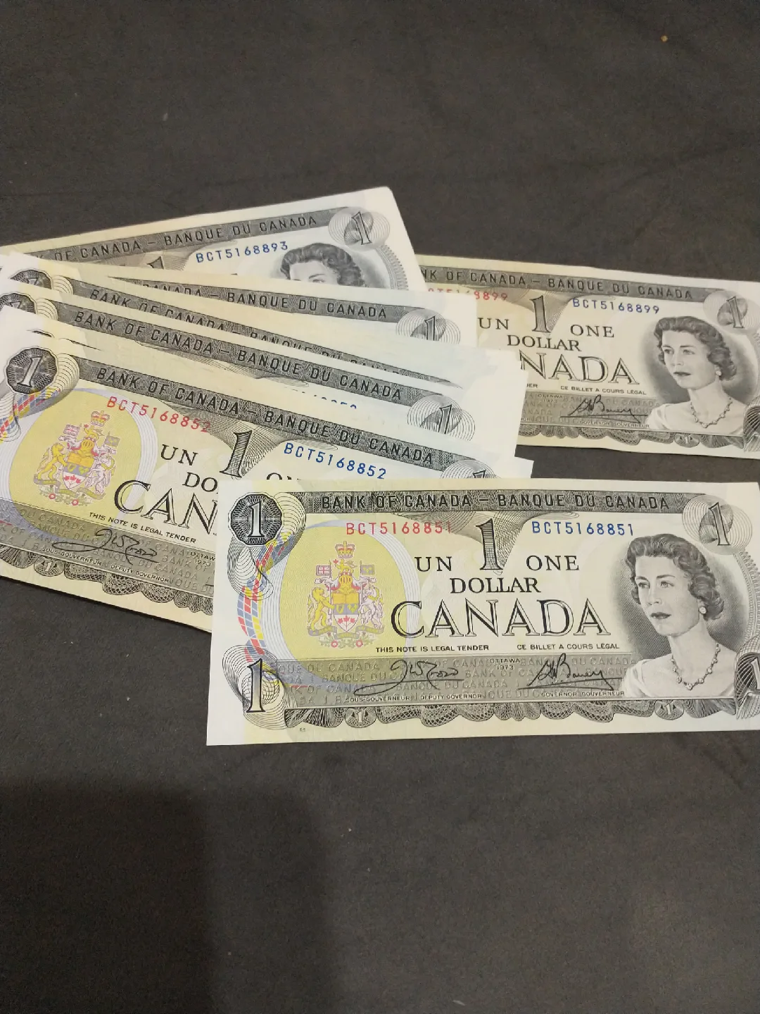 50 - 1973 Canada $1 banknotes consecutive #s ending 8851-8899 image indicator(3)