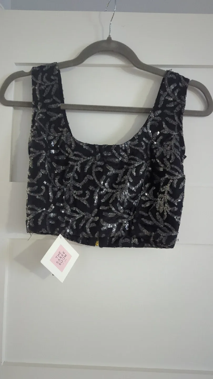 Saree Room -The Style Room Black Sequin Crop Top thumbnail