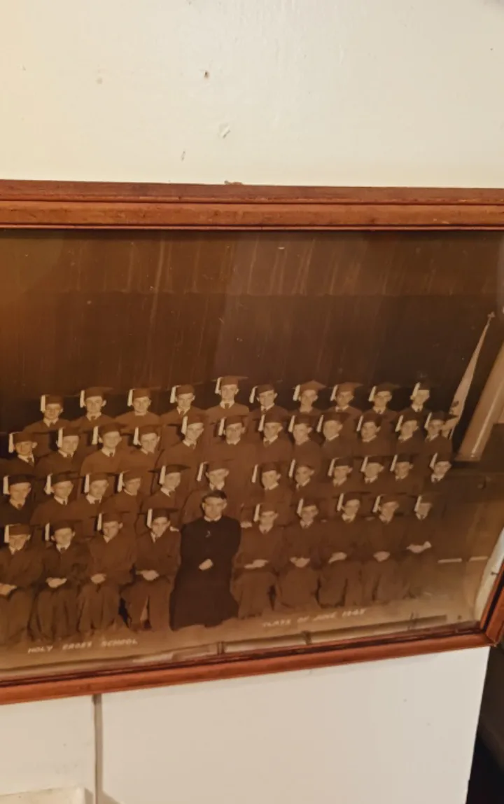 Old Vintage Holy Cross School Class of 1945. Framed Photo thumbnail