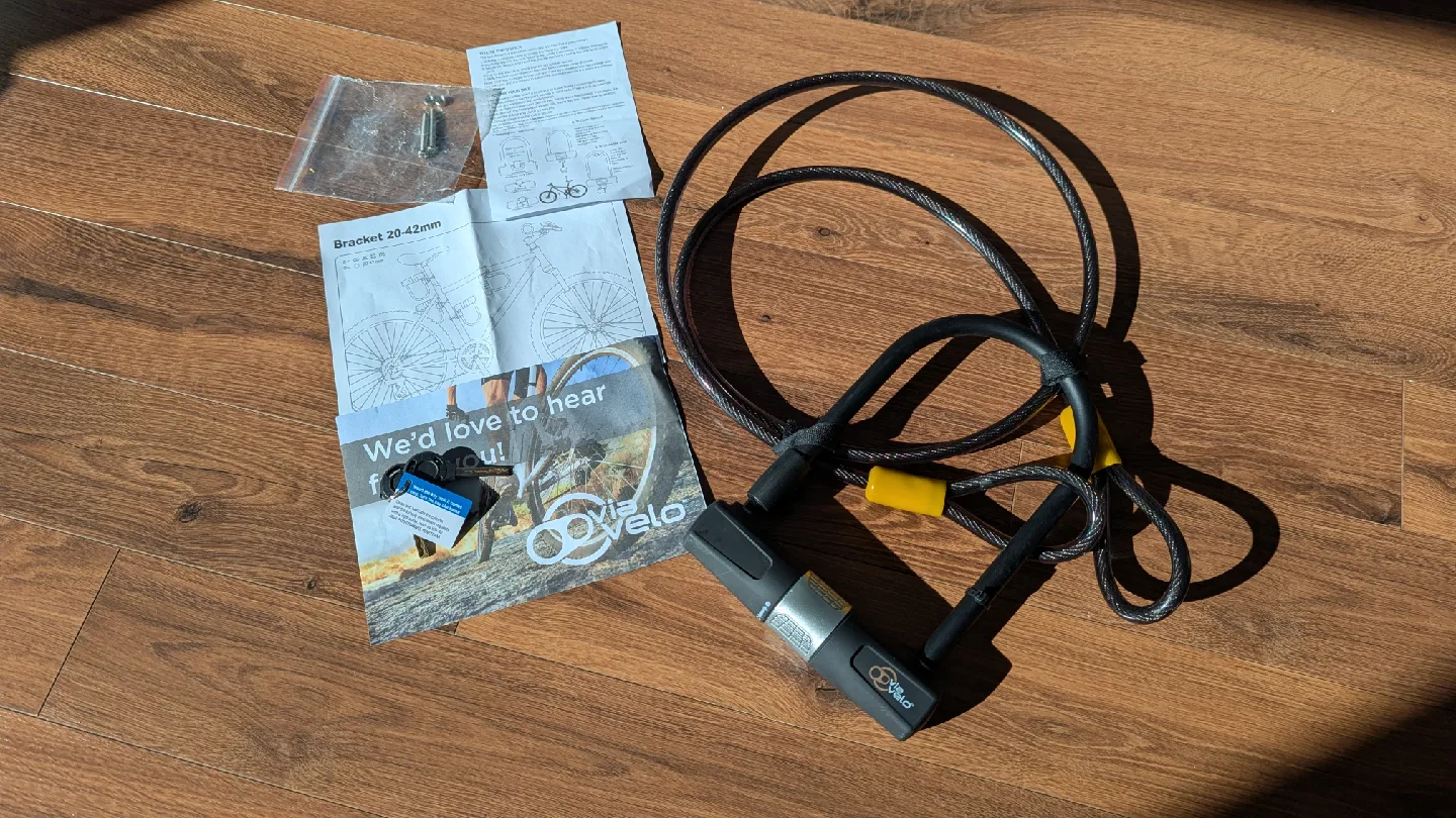Via Velo Bike U-Lock with Cable and bracket