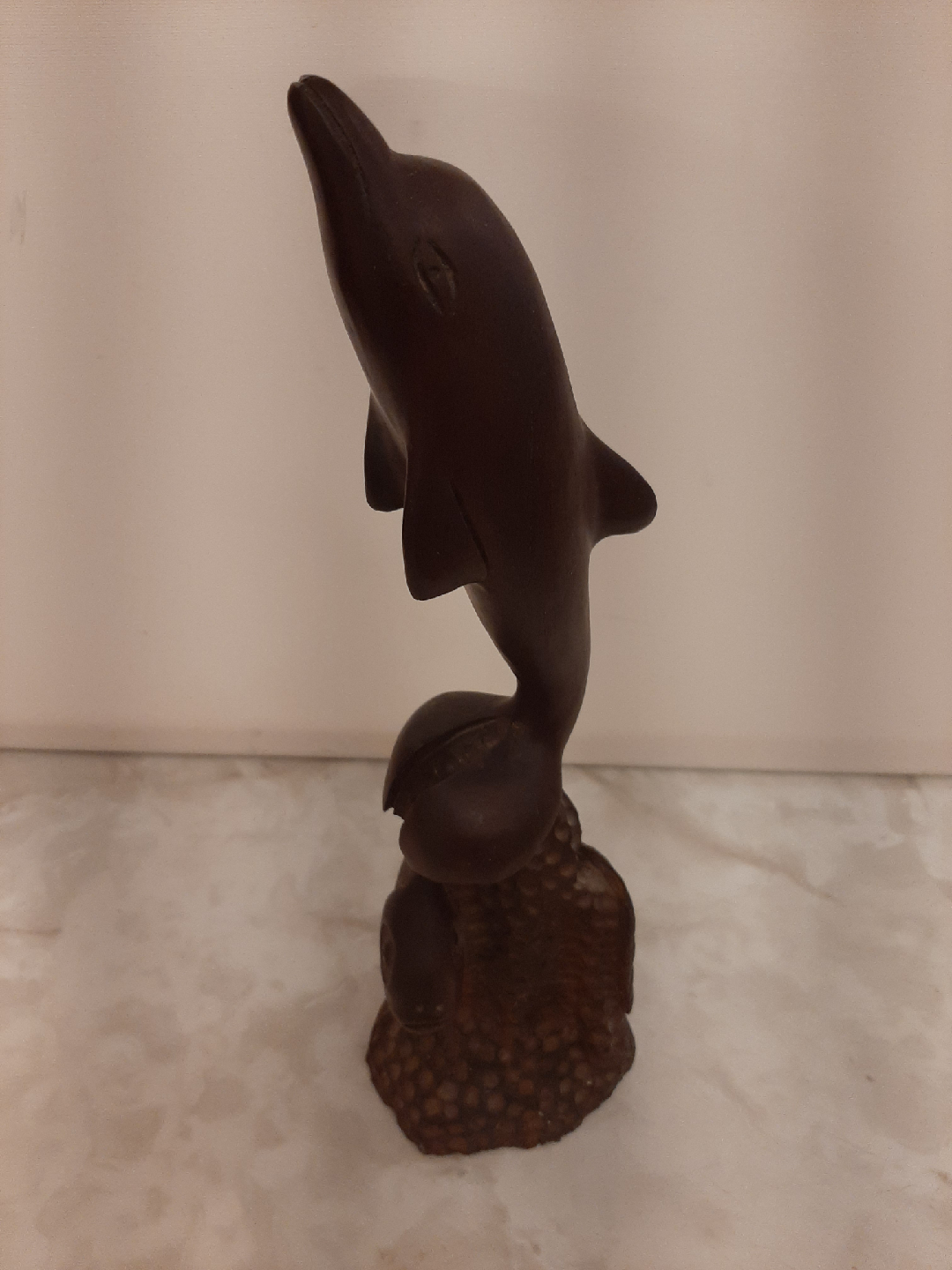 Wooden Dolphin and Gold Fish Figurine. - photo 2