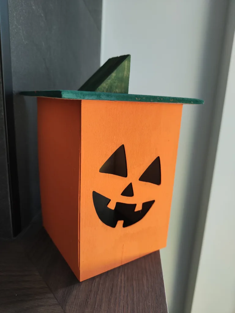Handmade Wooden Pumpkin Lantern with LED Candle thumbnail