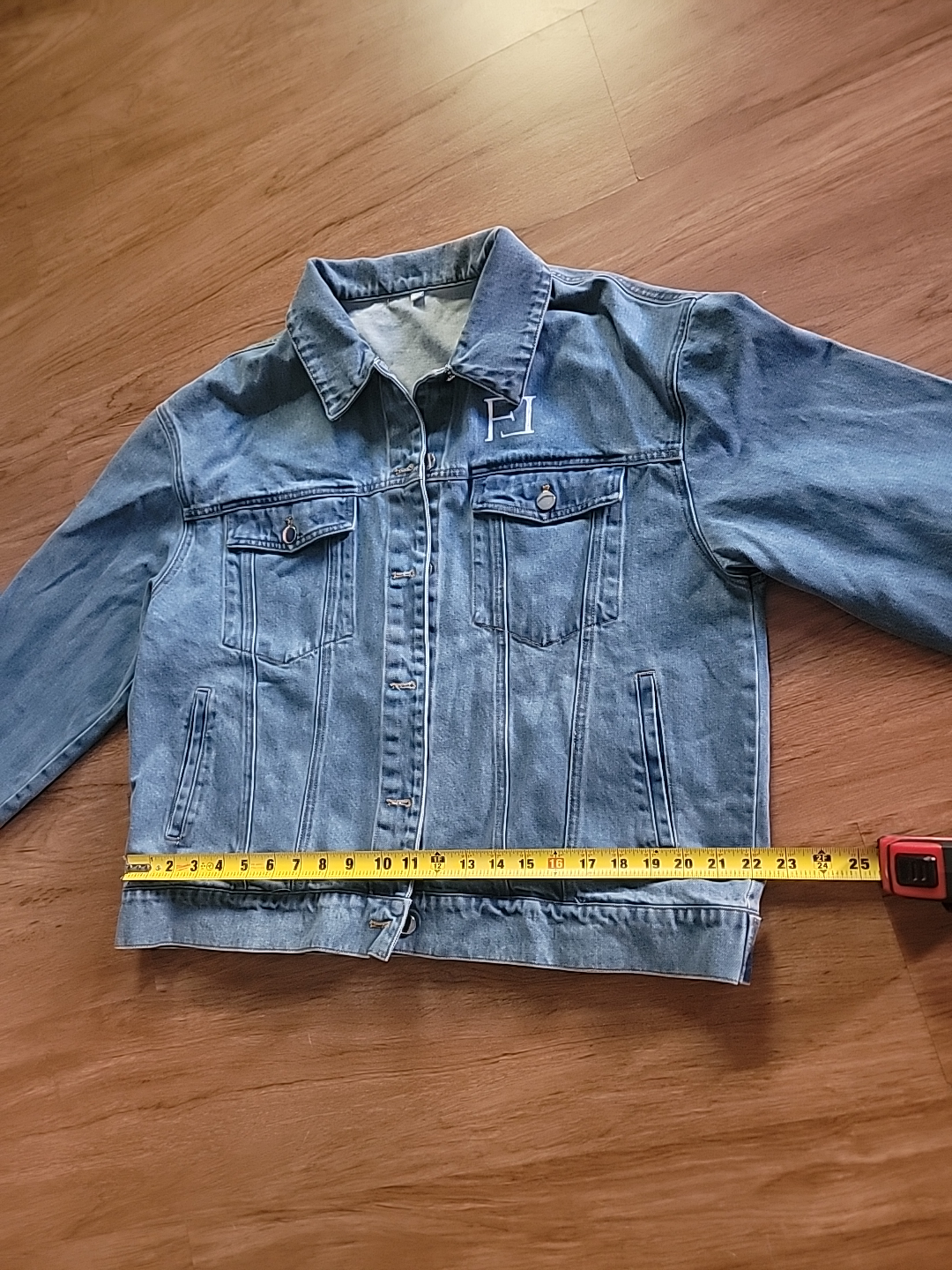 Denim Jacket with Floral Design - photo 2