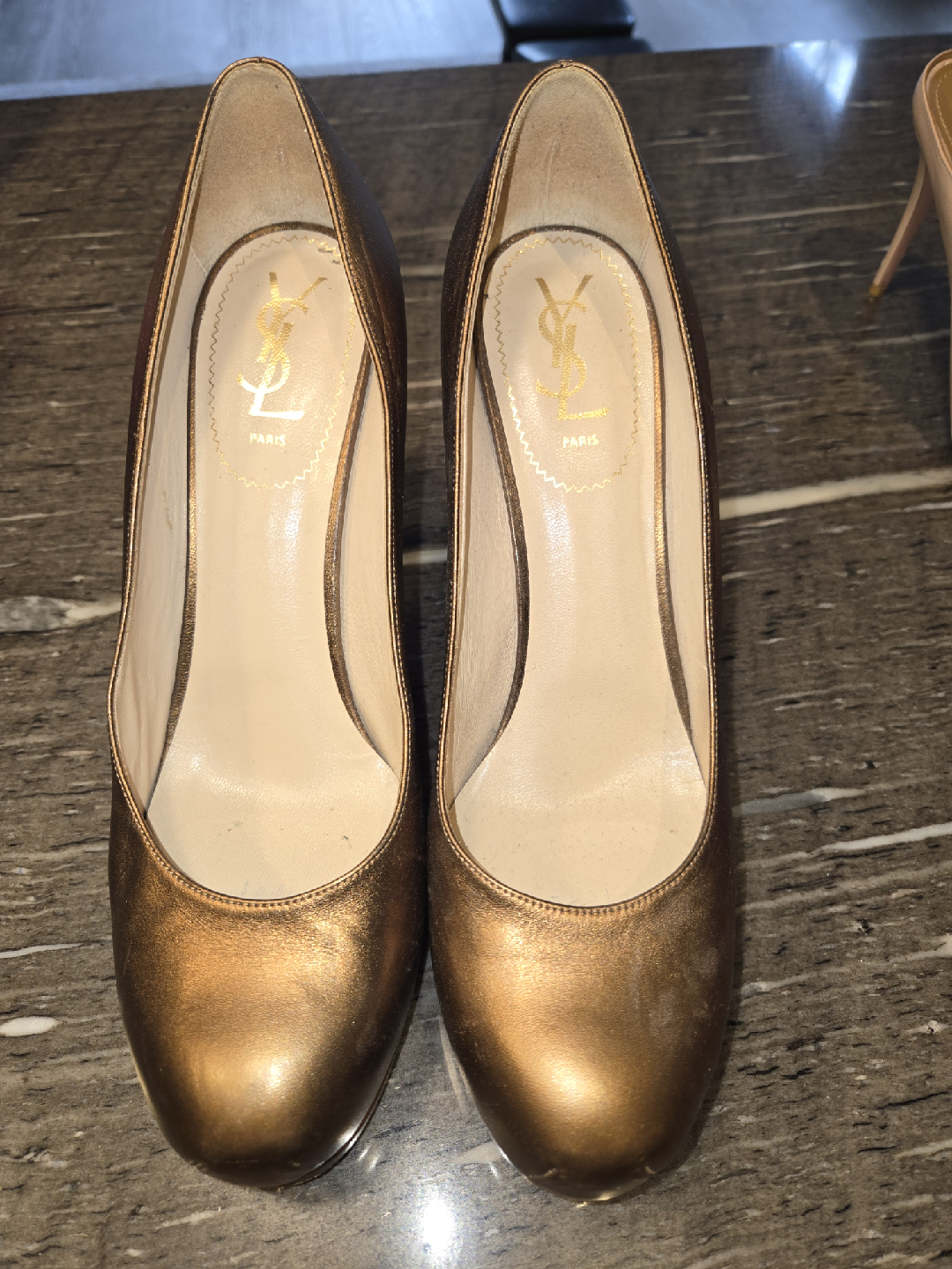 YSL Bronze Heels