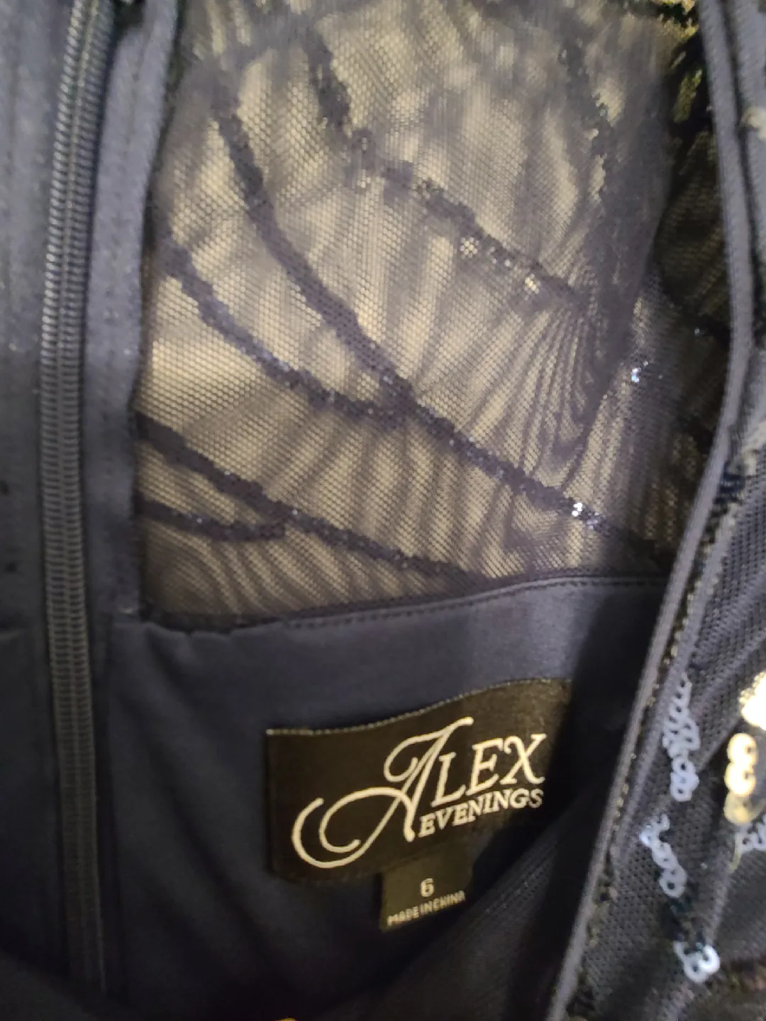 Alex Evenings Navy Sequin Dress - Size 6 image indicator(8)