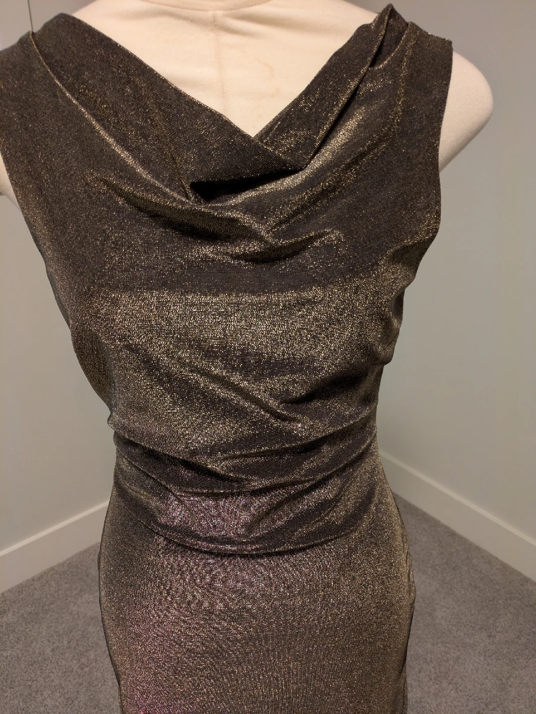 Sleeveless Cocktail Dress - Bronze/Gold - photo 3