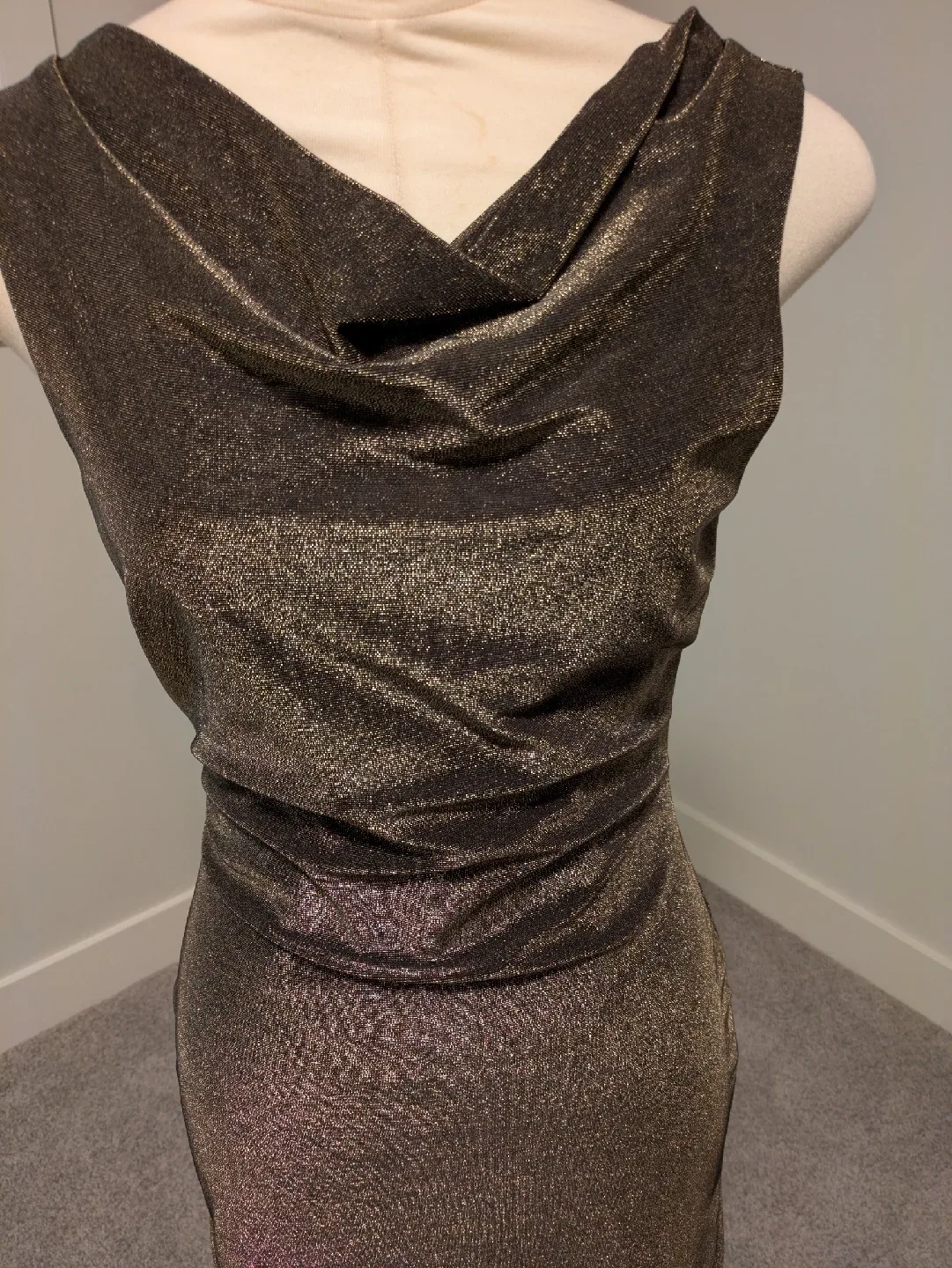 Sleeveless Cocktail Dress - Bronze/Gold image indicator(3)