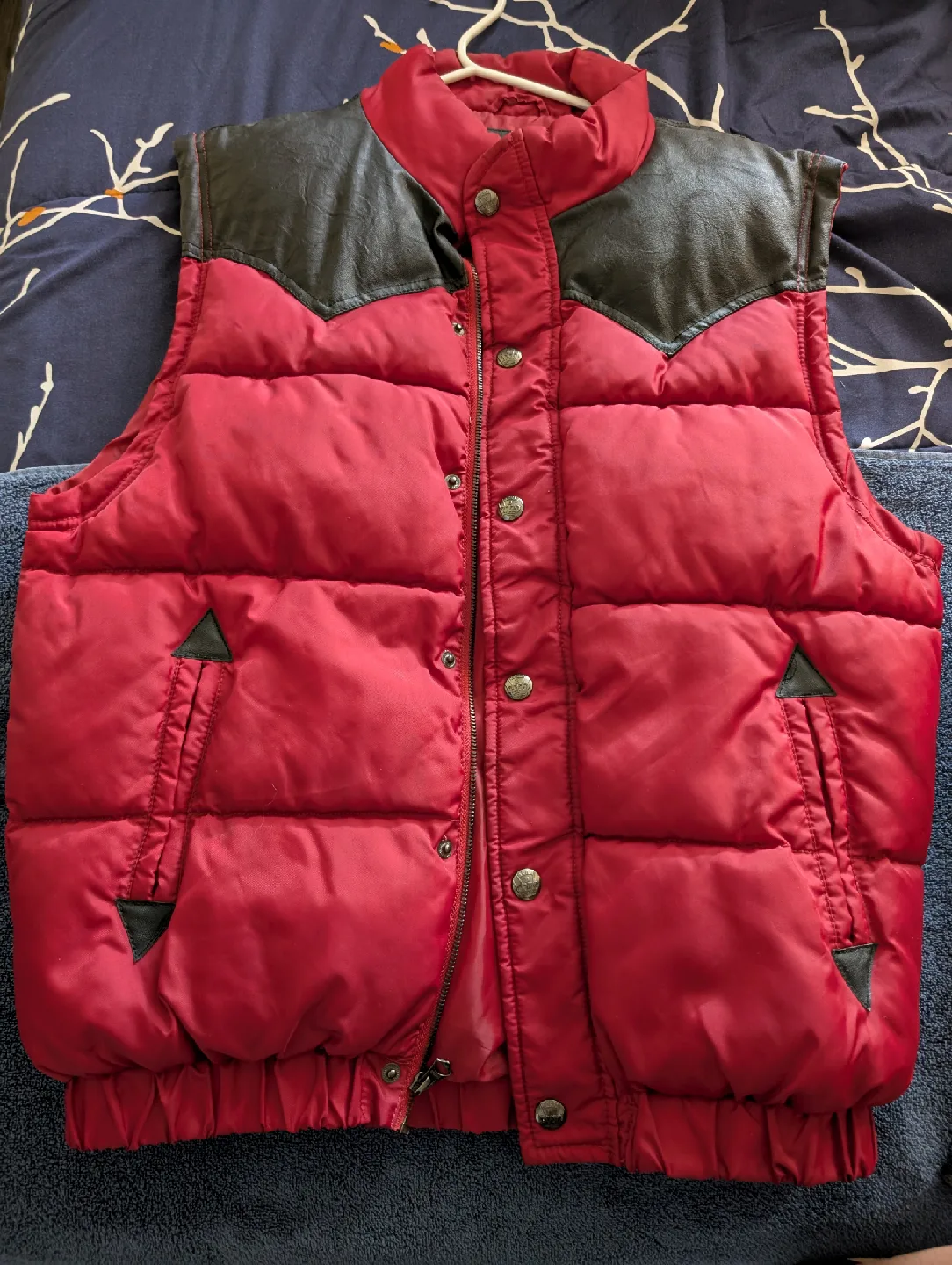 Red Puffer Vest with Leather Details image indicator(2)