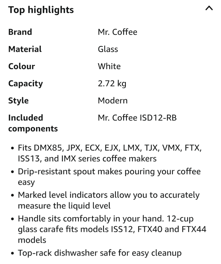 Carafe/Decanter for drip coffee maker: 12 cups - photo 3