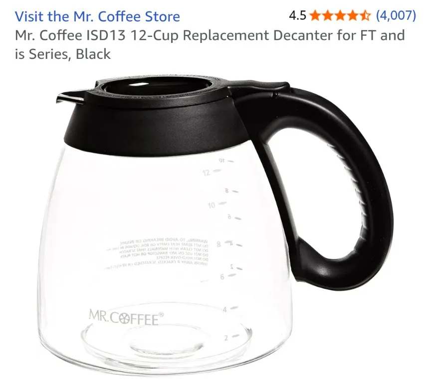 Carafe/Decanter for drip coffee maker: 12 cups image indicator(4)