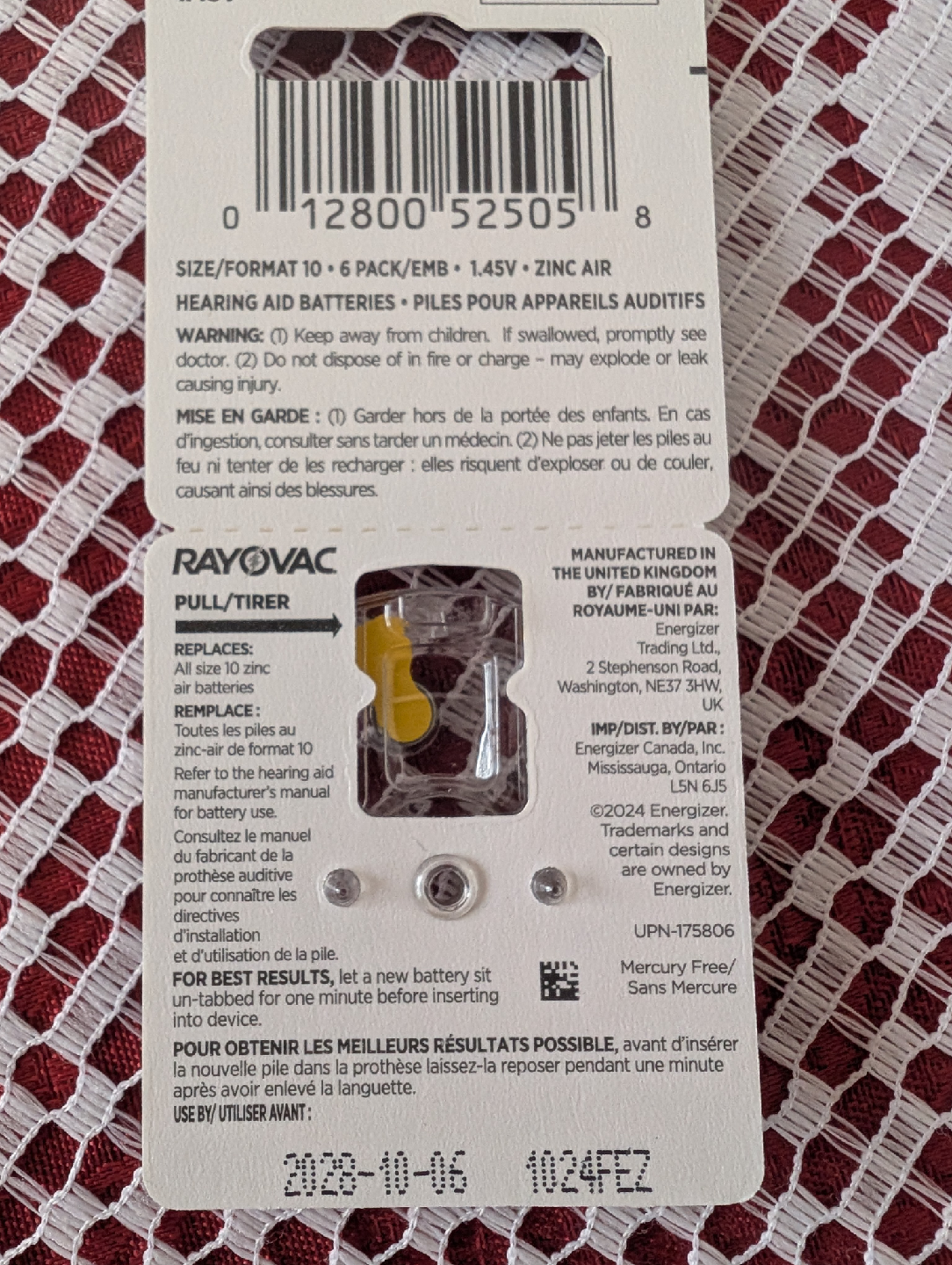 Rayovac Extra Size 10 Hearing Aid Batteries