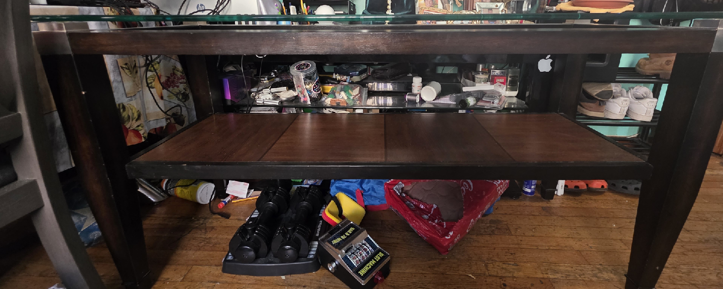 Glass Top Coffee Table with Wood Base - photo 2