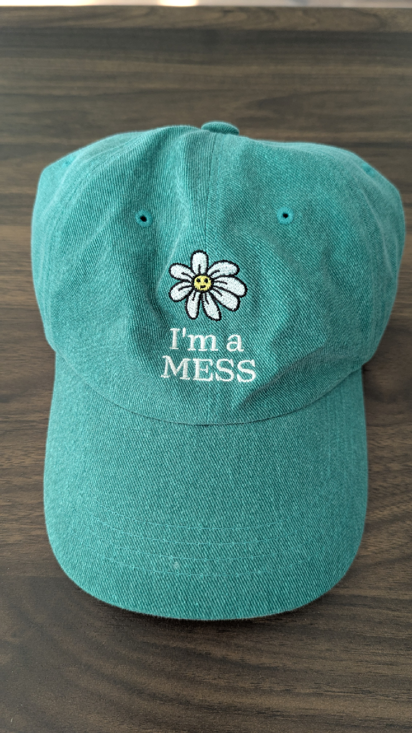 Turquoise "I'm a Mess" Baseball Cap🥕
