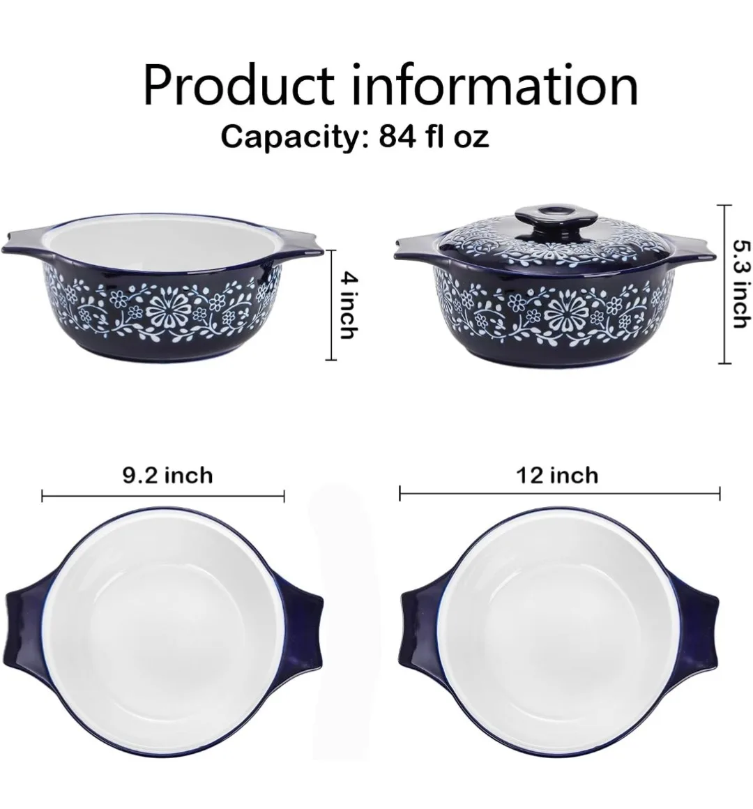 Bekith Casserole Dish with Lid, Blue image indicator(6)