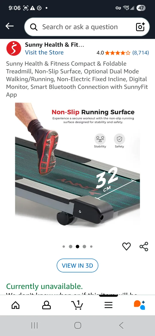 Sunny Health & Fitness Compact Treadmill, FOLDABLE! image indicator(8)