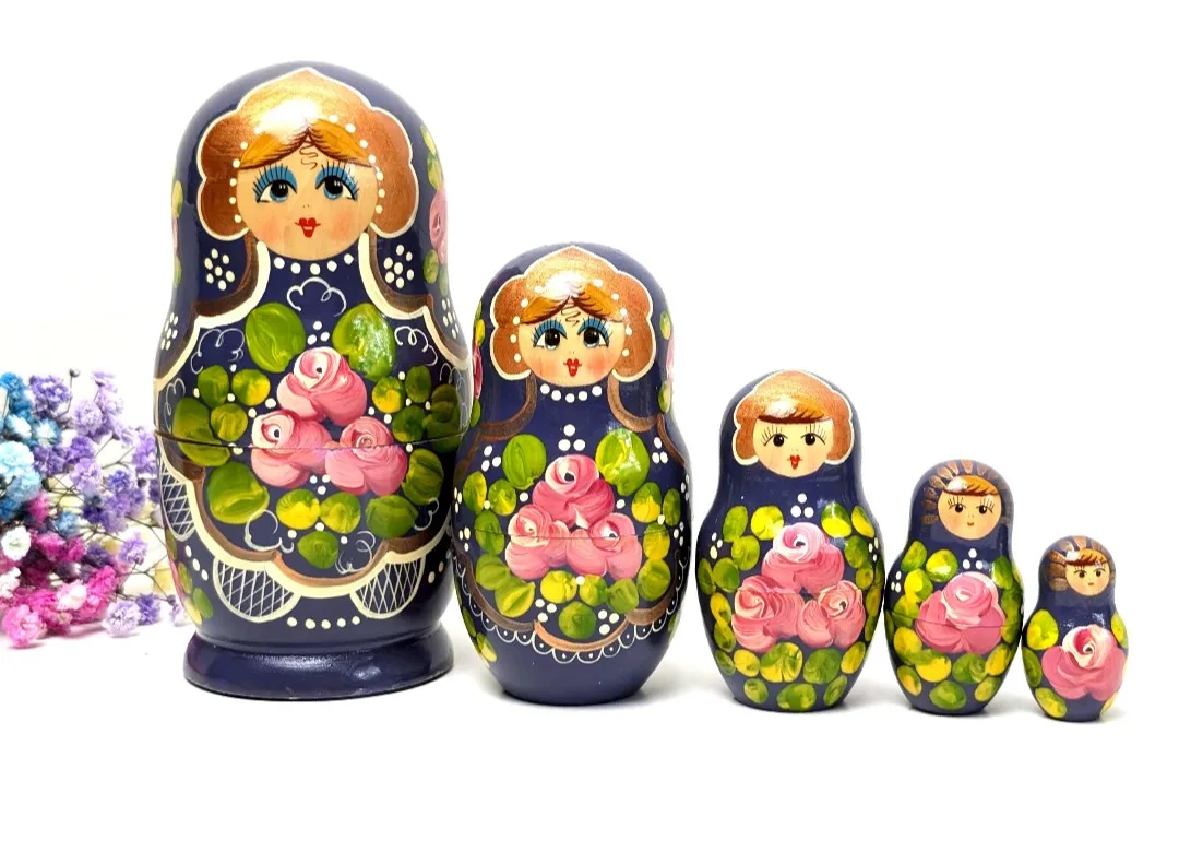 Russian Nesting Dolls ~ Matryoshka Wood Doll Set ~ Hand Painted image indicator(9)