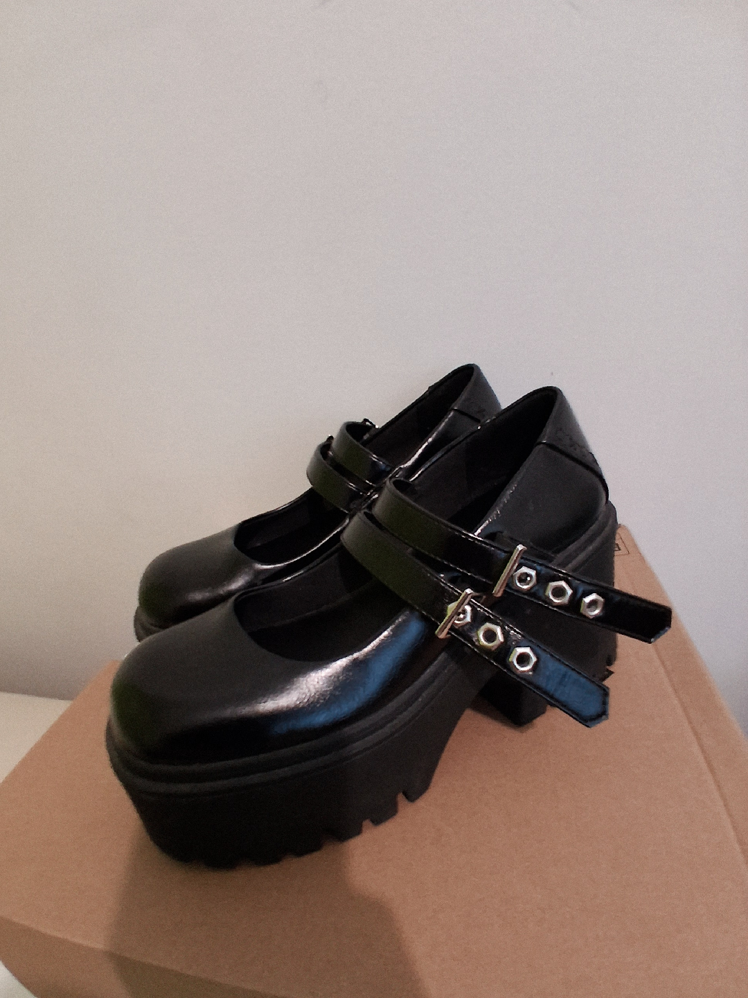 Black Platform Mary Janes, Size 7