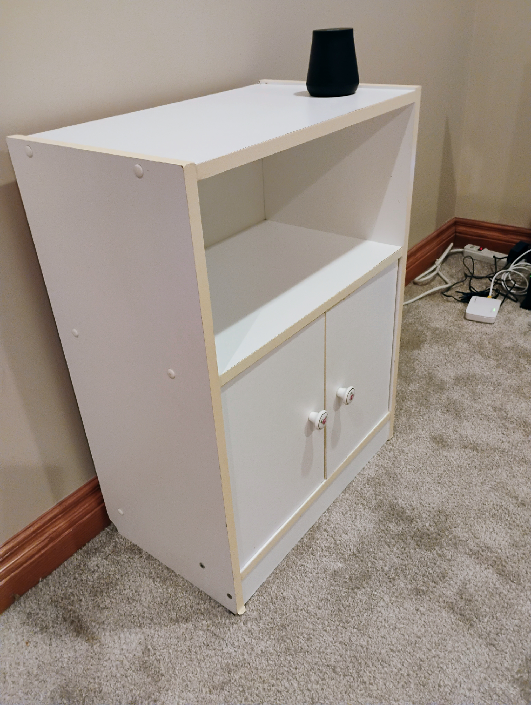 White Cabinet with Rose Original Porcelain Knobs
