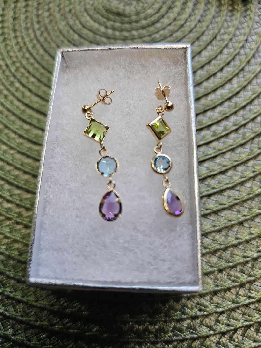 14K Gold Gemstone Drop Earrings 1.63g image indicator(2)