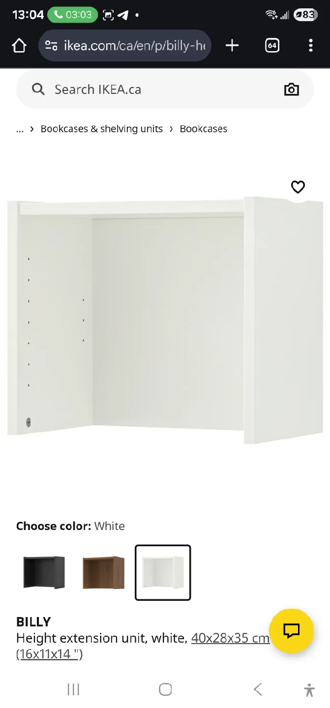Moving sale! IKEA Billy Height Extension Unit - White thumbnail