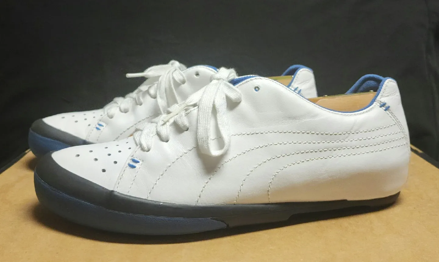 Puma White & Blue Leather Sneakers image indicator(3)
