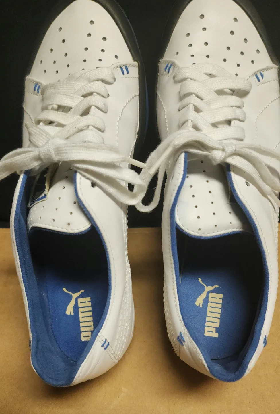 Puma White & Blue Leather Sneakers image indicator(7)